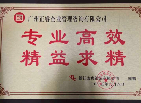 浙江龍虎鍛造有限公司贈予正睿咨詢牌匾 浙江龍虎鍛造有限公司贈予正睿咨詢牌匾